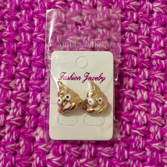 Jewelry | New Golden Poop Emoji Face Emoticon Earrings | Poshmark